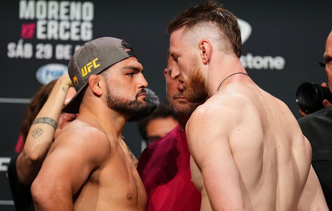 Kelvin Gastelum vs Joe Pyfer en el cara a cara en el combate que se canceló.